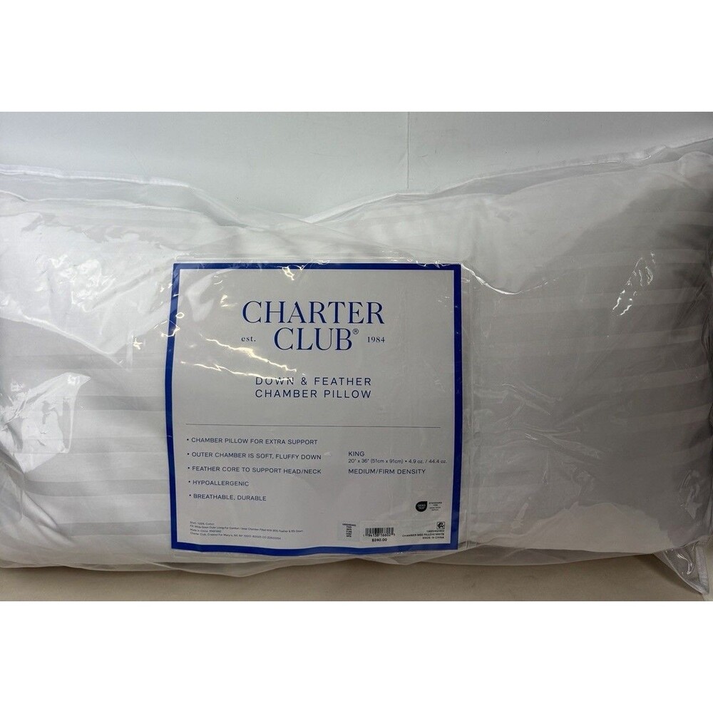 Charter Club King Down & Feather Chamber Medium/Firm Density Pillow